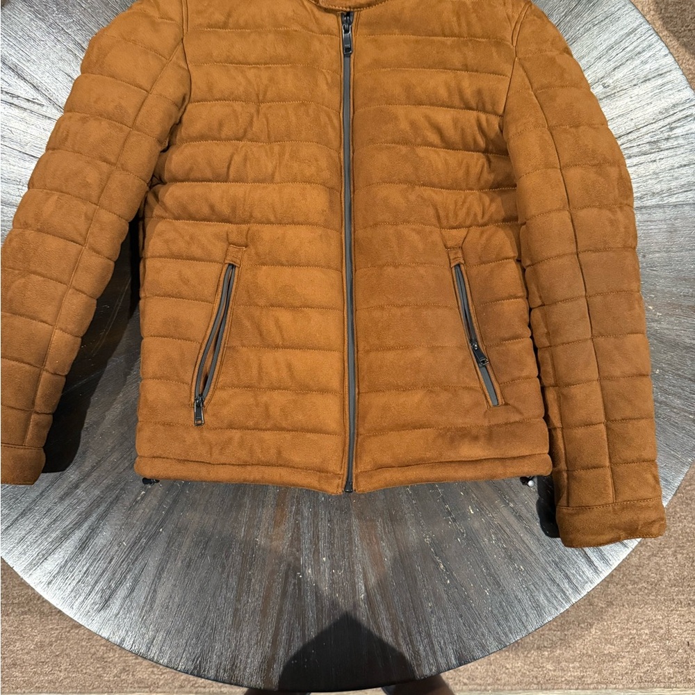 Zara Brown Puffer Jacket with Modern Slim Fit